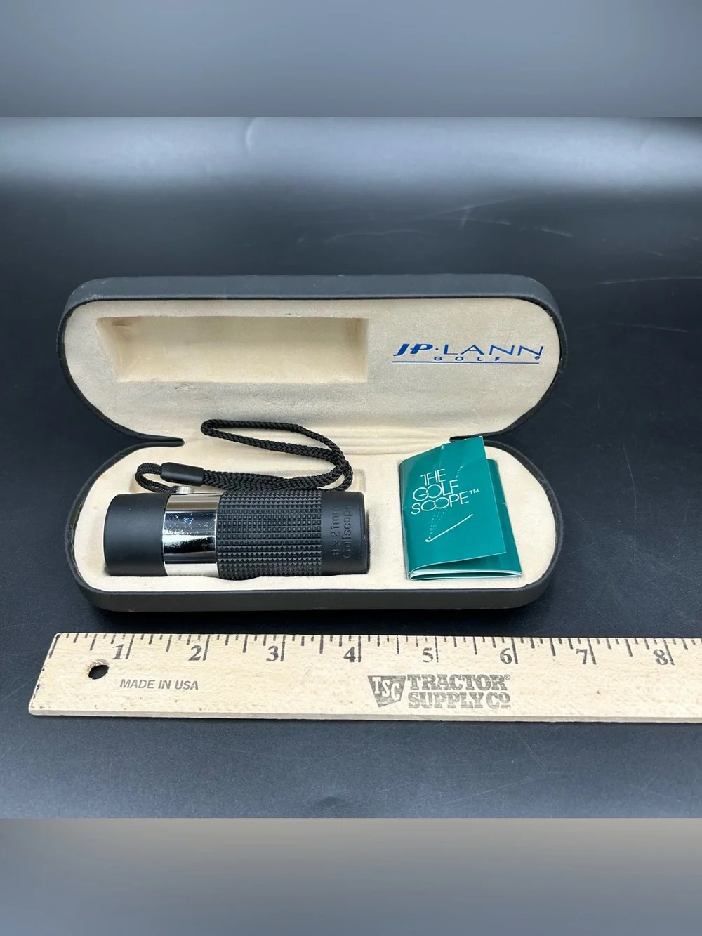 JP Lann Golf Scope 8x21 Monocular Range Finder w Case Manual Vintage Golf Gift